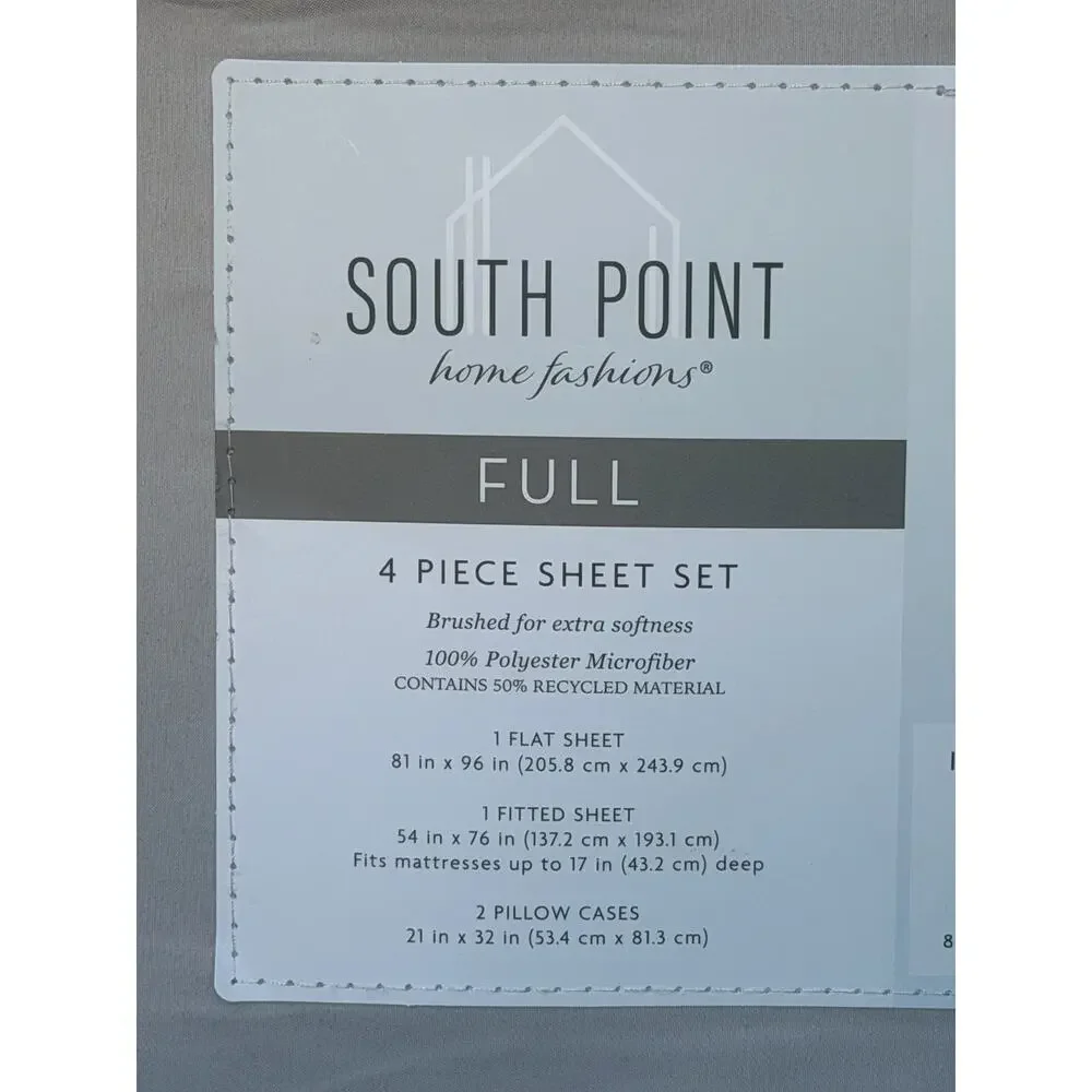 South Point Home Fashions Full Polyester Microfiber Sheet Set Gray Solid 4pc